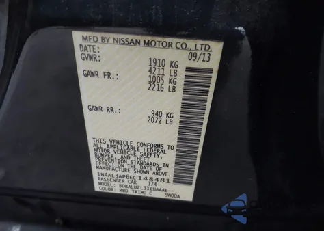 2014 Nissan Altima 2.5 Sv из США, поврежденный, VIN 1N4AL3AP6EC148481